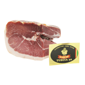 Fetta di prosciutto con etichetta Bonicar.