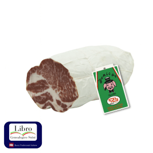 Salame con etichetta verde e bianca.