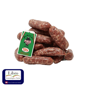 Salsicce con etichetta verde e logo.