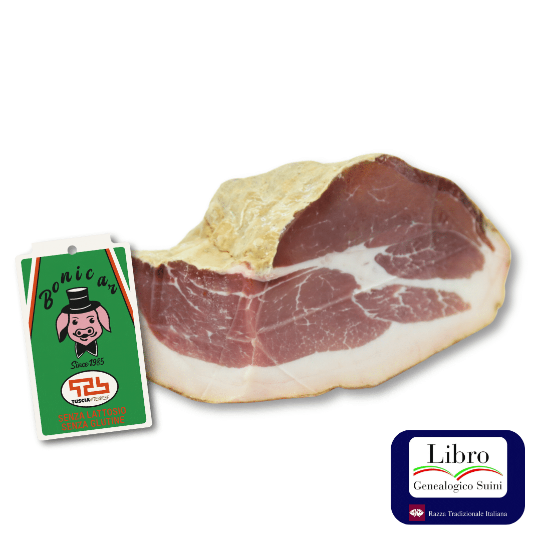 Prosciutto con etichetta Bonicarn e logo.